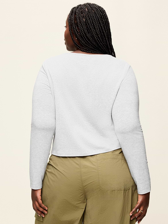 Long-Sleeve Split-Neck Top