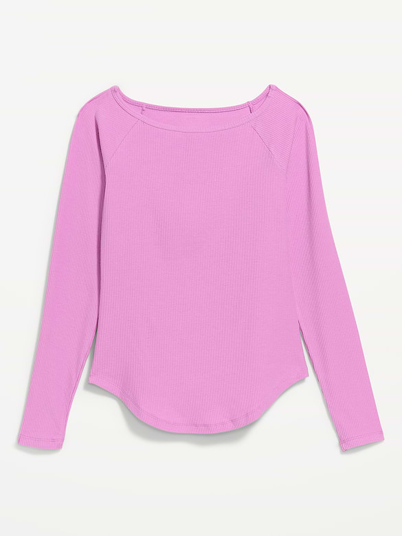 CloudLite Ribbed Long-Sleeve Boatneck Top