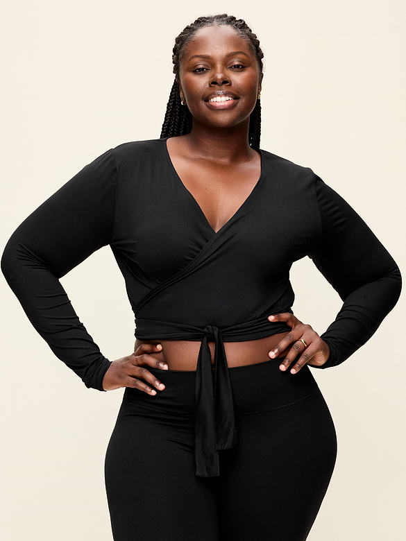 StudioSmooth Long-Sleeve Wrap Top
