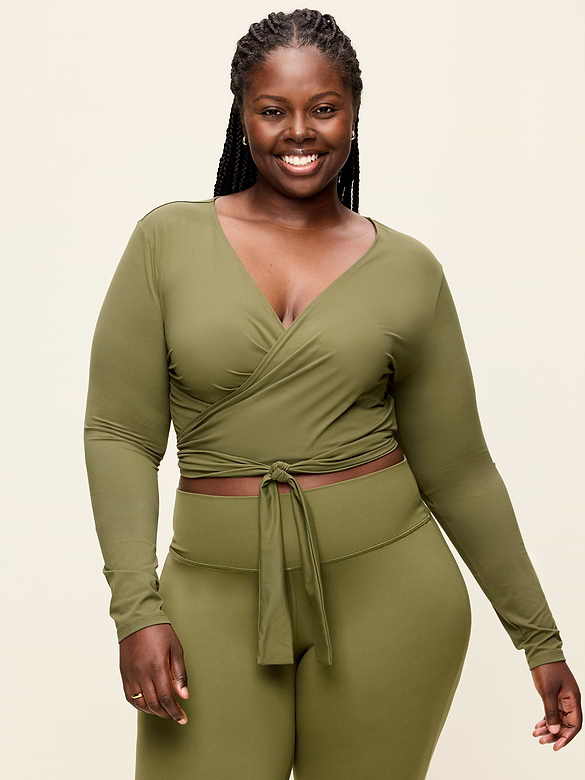 StudioSmooth Long-Sleeve Wrap Top