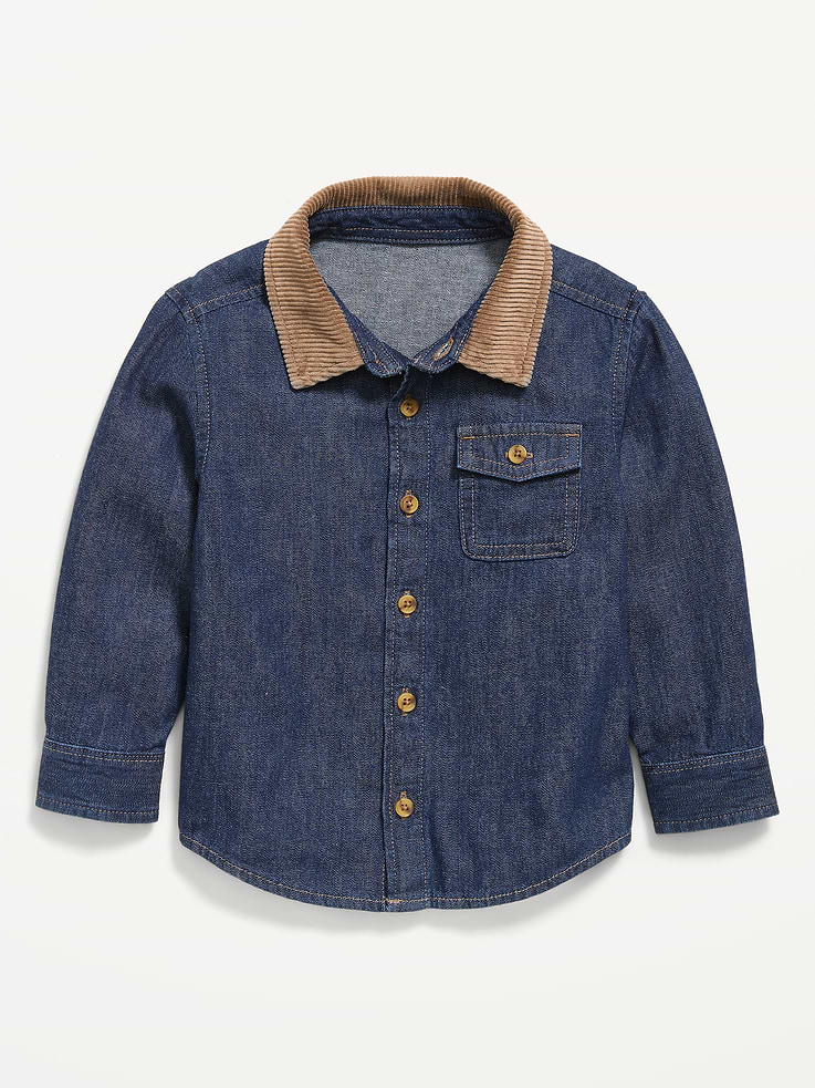Image 2 of 3, Long-Sleeve Denim Shirt for Toddler Boys