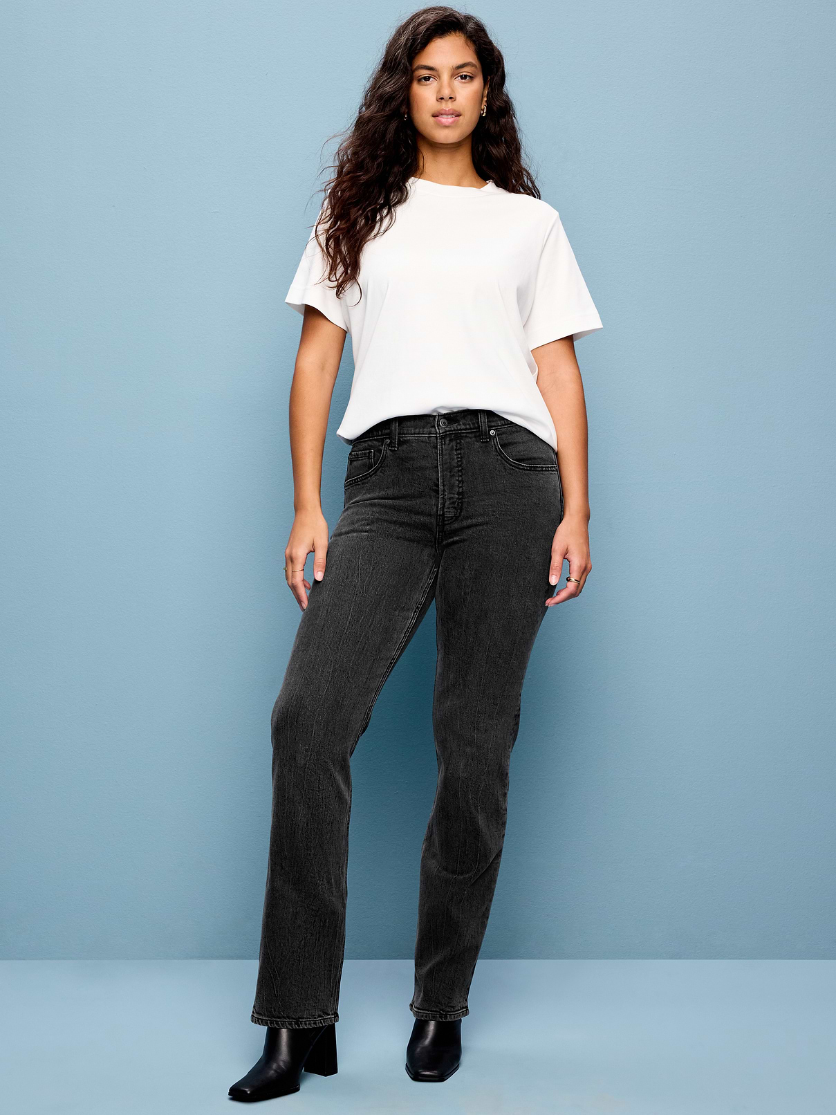 Image number 1 showing, Mid-Rise Straight Leg Jeans