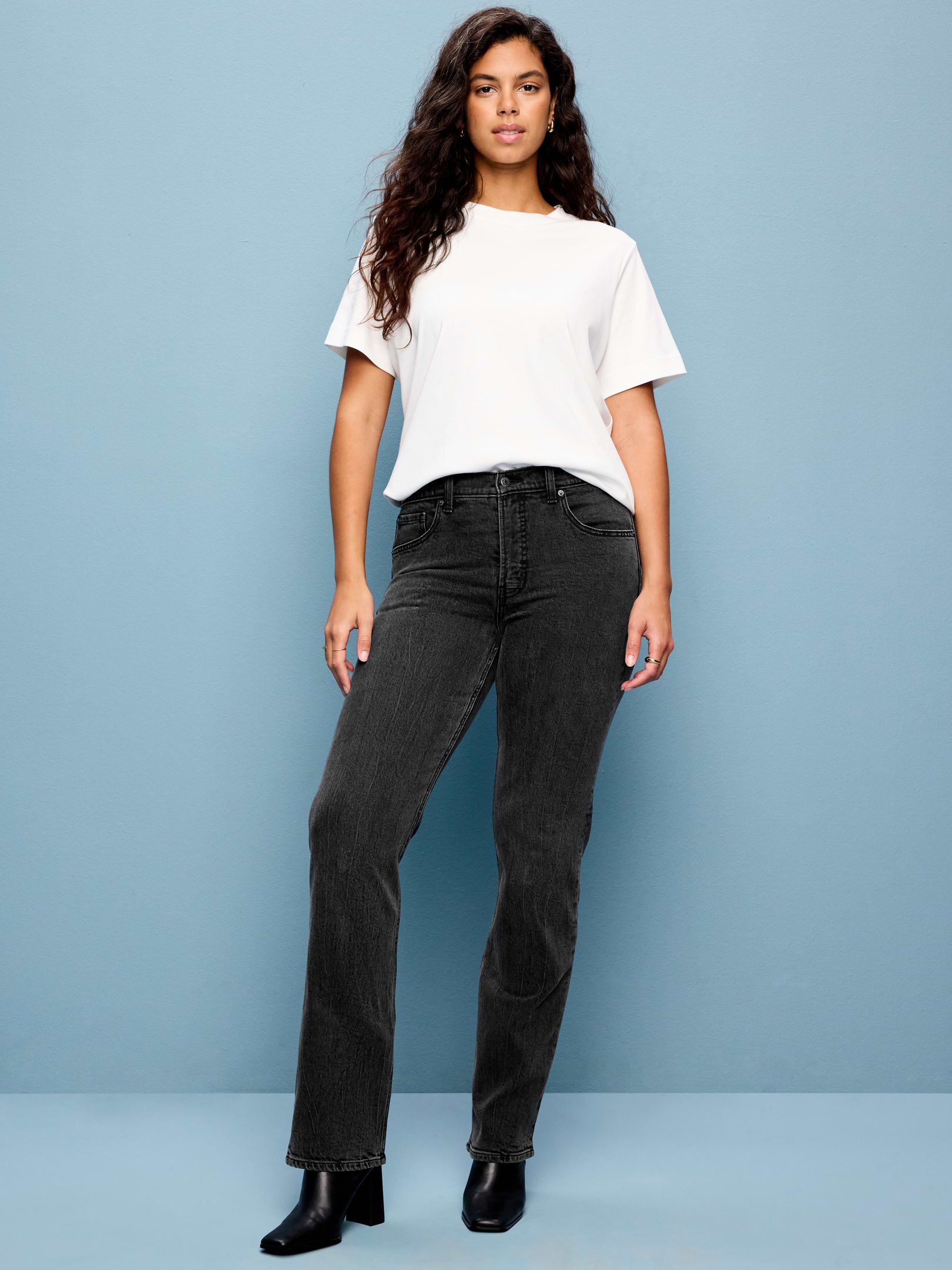 Image number 1 showing, Mid-Rise Straight Leg Jeans