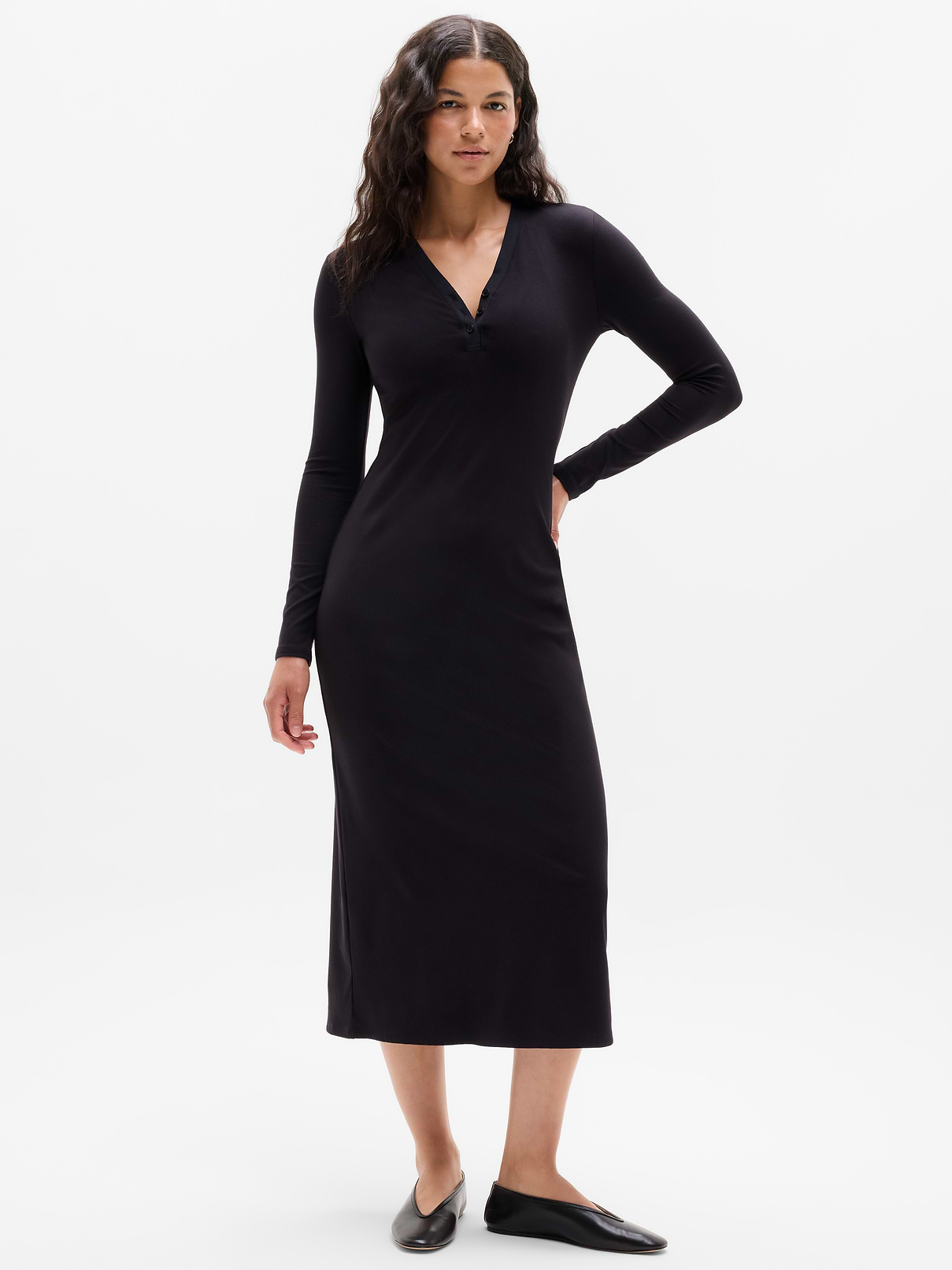 Image number 1 showing, Signature Rib Long Sleeve Maxi Dress