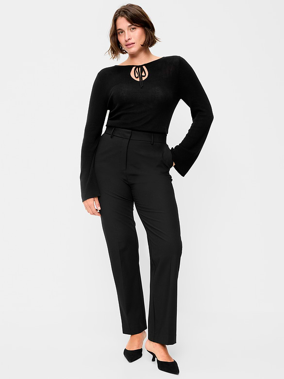 Extra High-Waisted Straight-Leg Twill Pants