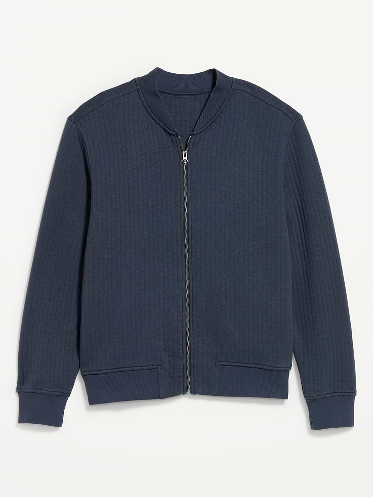 Image 4 of 4, Quilted Fleece Bomber Jacket