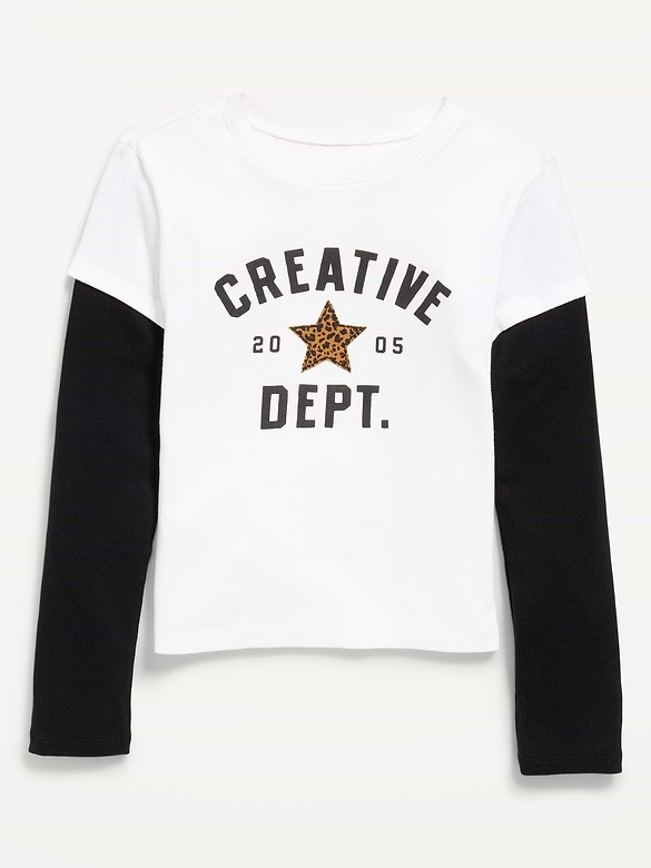 Fitted 2-in-1 Graphic T-Shirt for Girls