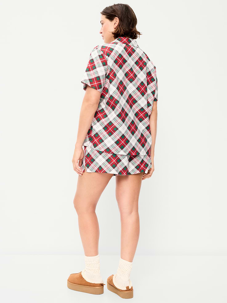 Image number 4 showing, Flannel Pajama Short Set for Women