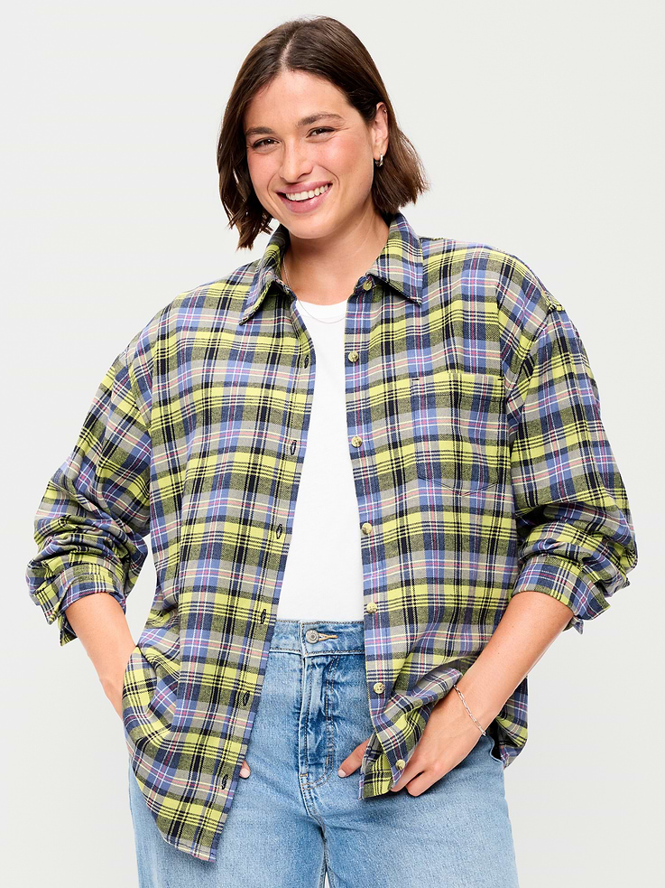 L'image numéro 5 présente Chemisier boyfriend surdimensionné en flanelle