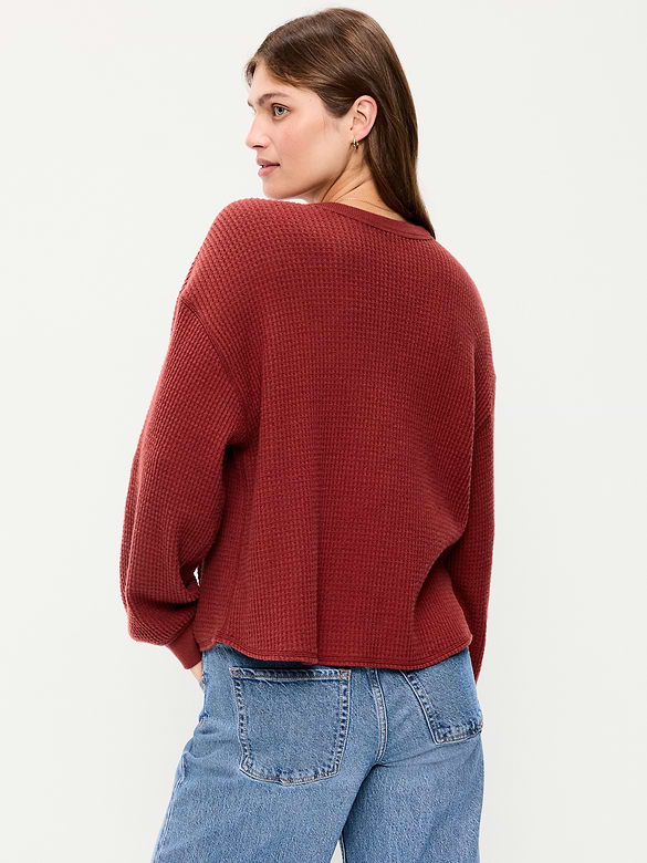 Long-Sleeve Crew-Neck Henley T-Shirt