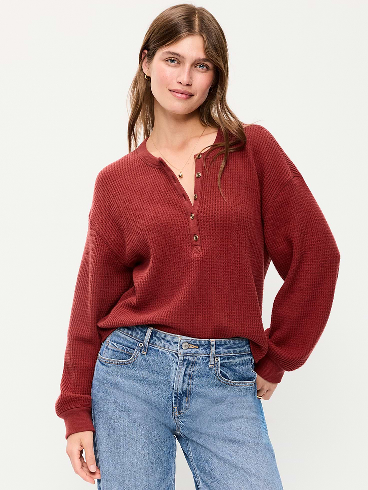 Image number 1 showing, Long-Sleeve Crew-Neck Henley T-Shirt