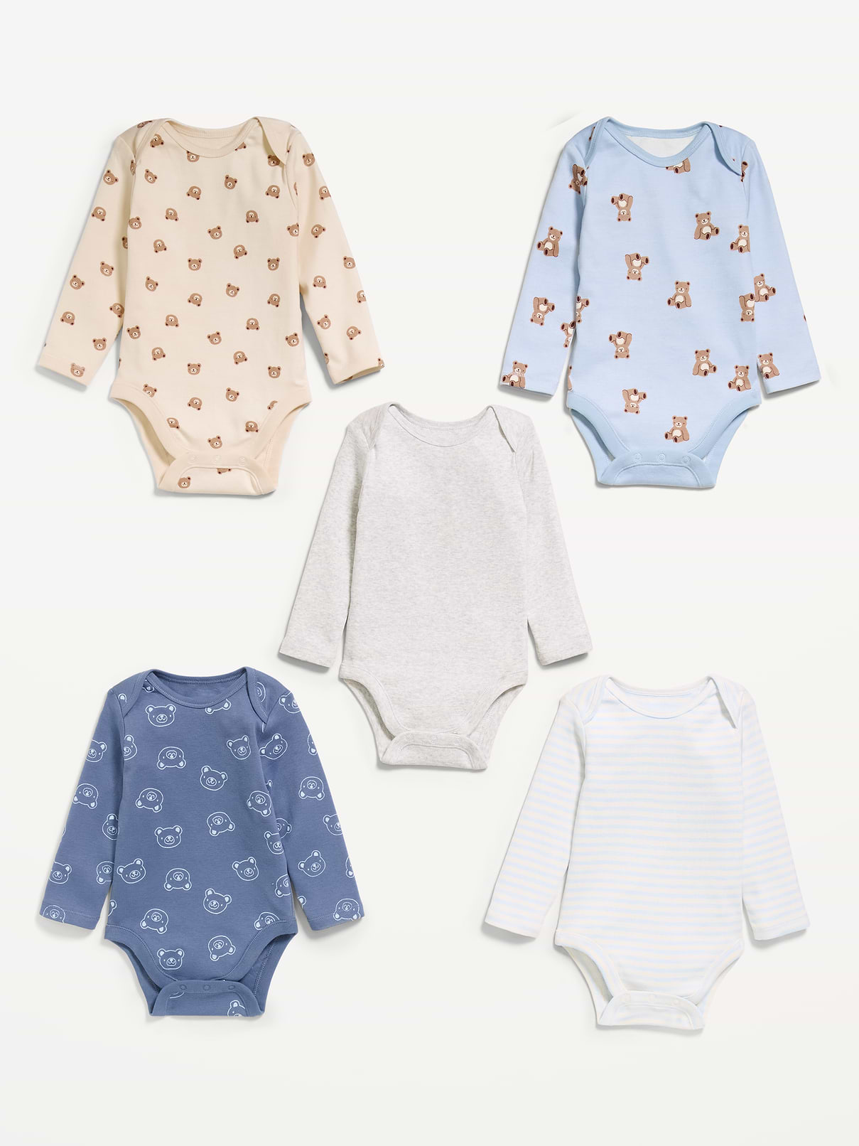 Image number 2 showing, Long-Sleeve Bodysuit 5-Pack for Baby