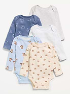 Image number 1 showing, Long-Sleeve Bodysuit 5-Pack for Baby