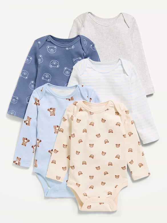 Cache-couche à manches longues pour bébé (paquet de 5)