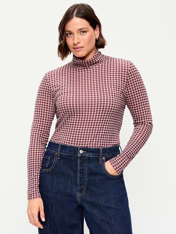 Slim-Fit Printed Turtleneck