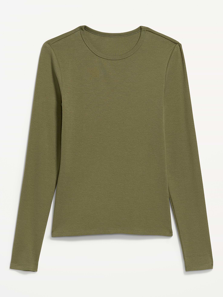 Image 4 of 8, Snug Crew-Neck Long Sleeve T-Shirt