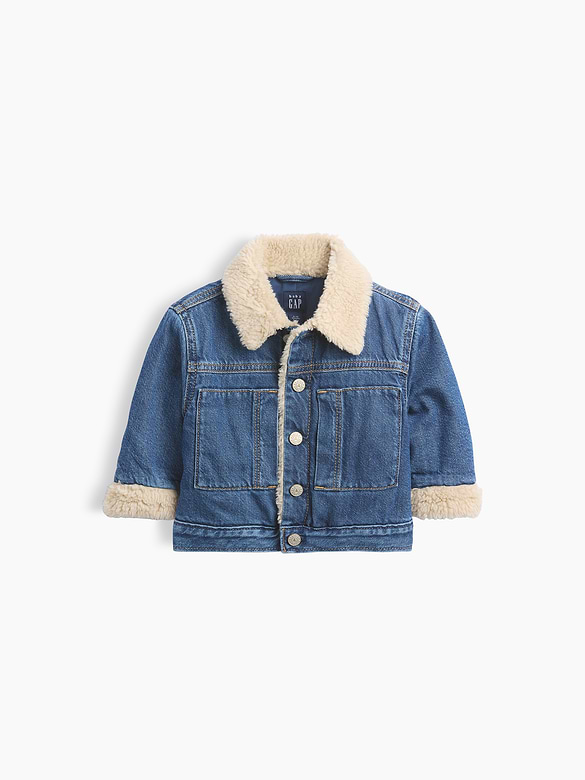 Baby Sherpa Bear Icon Denim Jacket