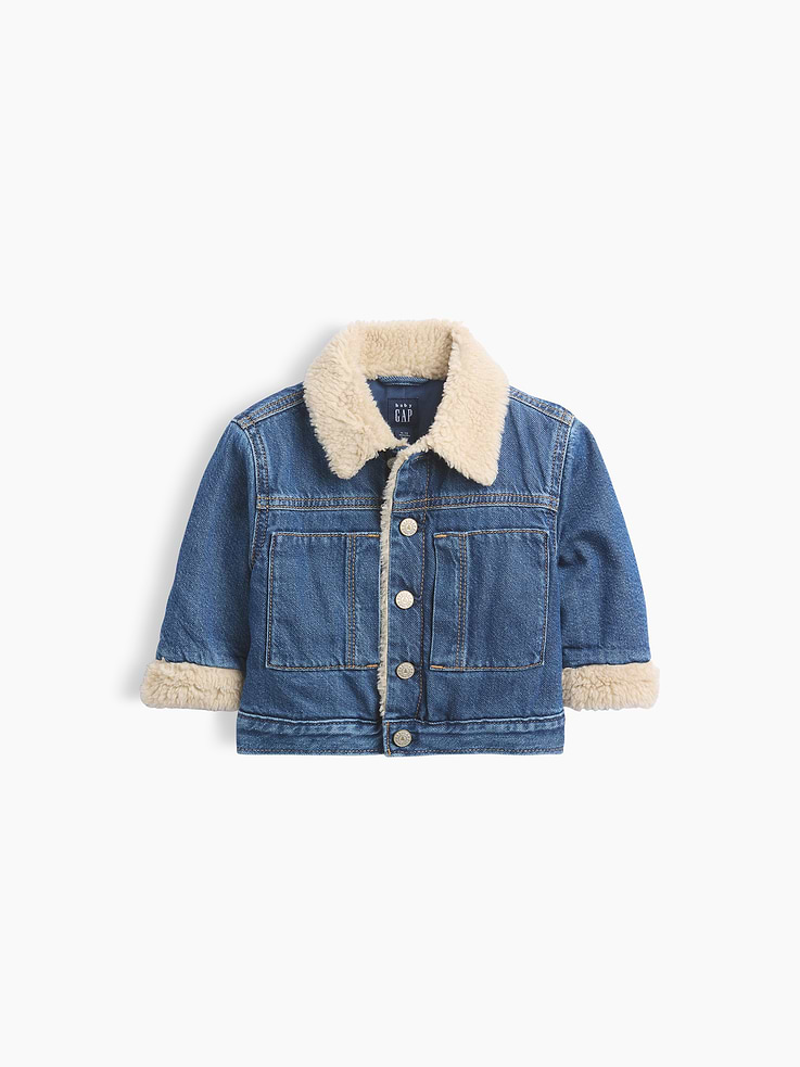 L'image numéro 2 présente Veste en denim emblématique et sherpa à motif d’ourson pour Bébé