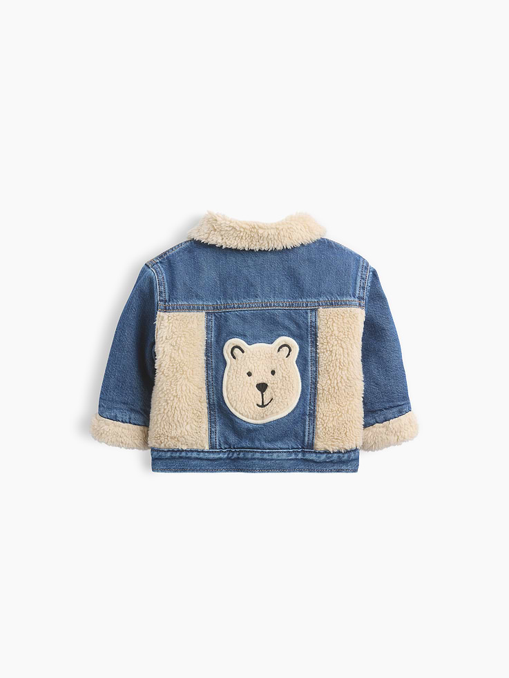 L'image numéro 1 présente Veste en denim emblématique et sherpa à motif d’ourson pour Bébé