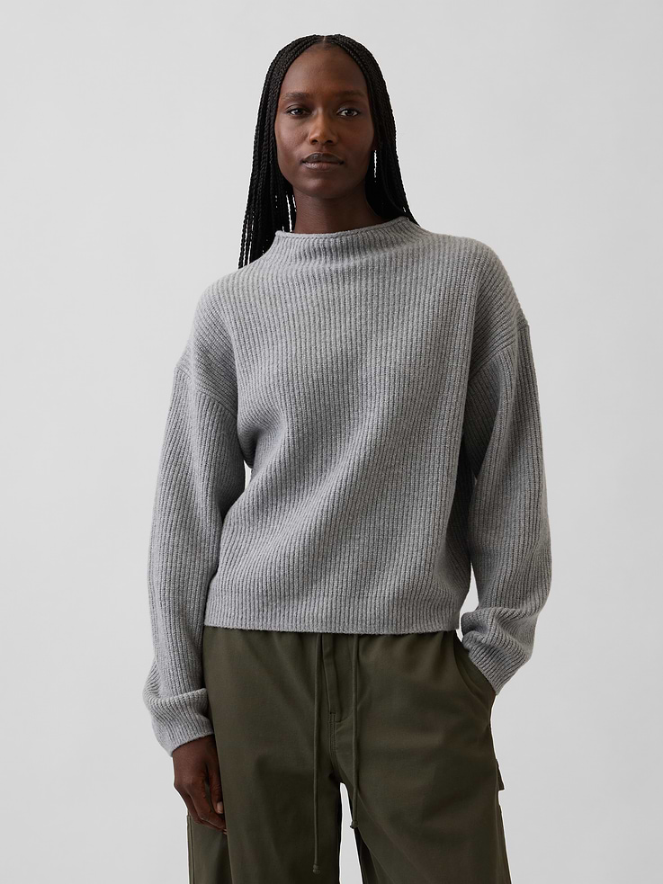 Image number 1 showing, CashSoft Oversized Mockneck Sweater