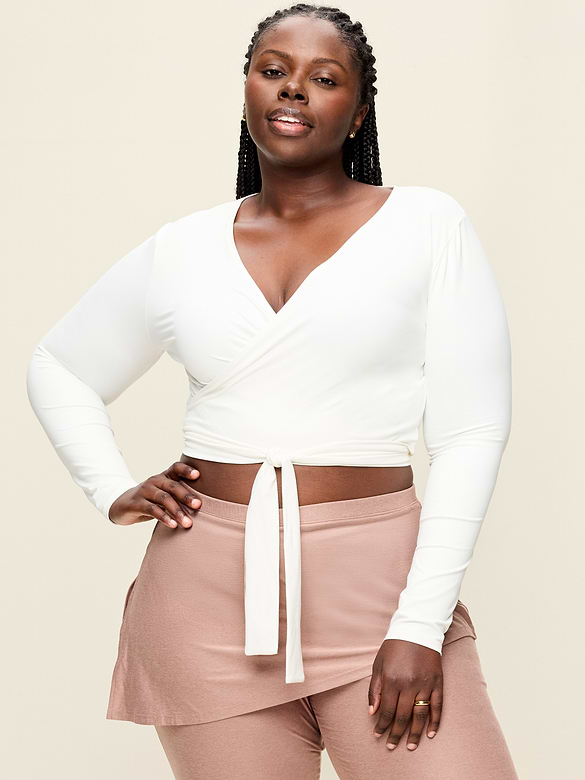 StudioSmooth Long-Sleeve Wrap Top