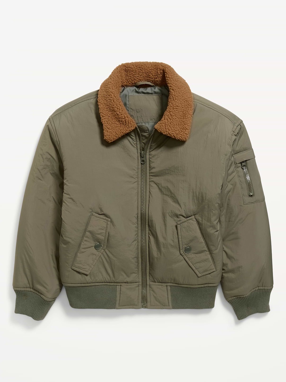 Image 2 of 3, Water-Resistant Sherpa-Collar Aviator Jacket for Boys