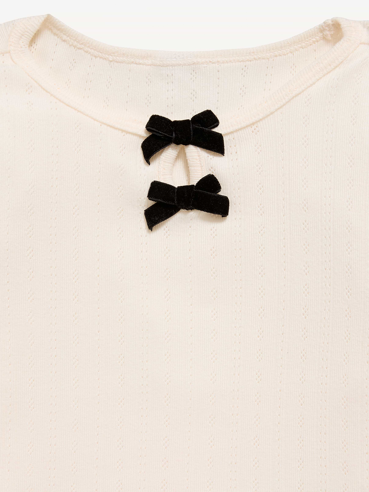 Image 2 of 2, Long-Sleeve Bow-Front Pointelle-Knit Top for Toddler Girls