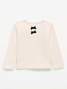 Image 1 of 2, envelope neckline, long sleeves, keyhole cutout at neckline with decorative bows, Product #1184895