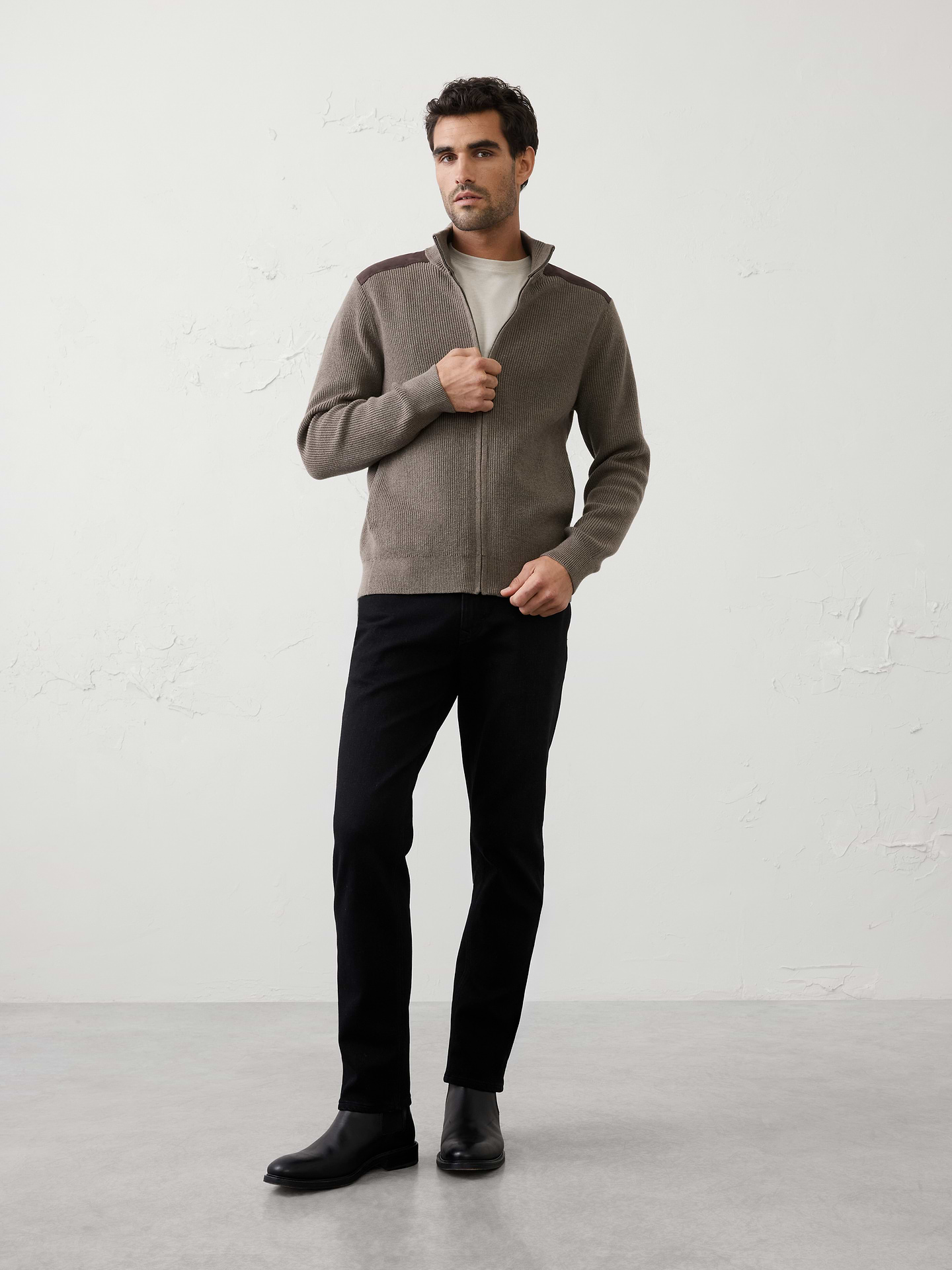 Image number 1 showing, Vegan Suede Patch Sweater Jacket