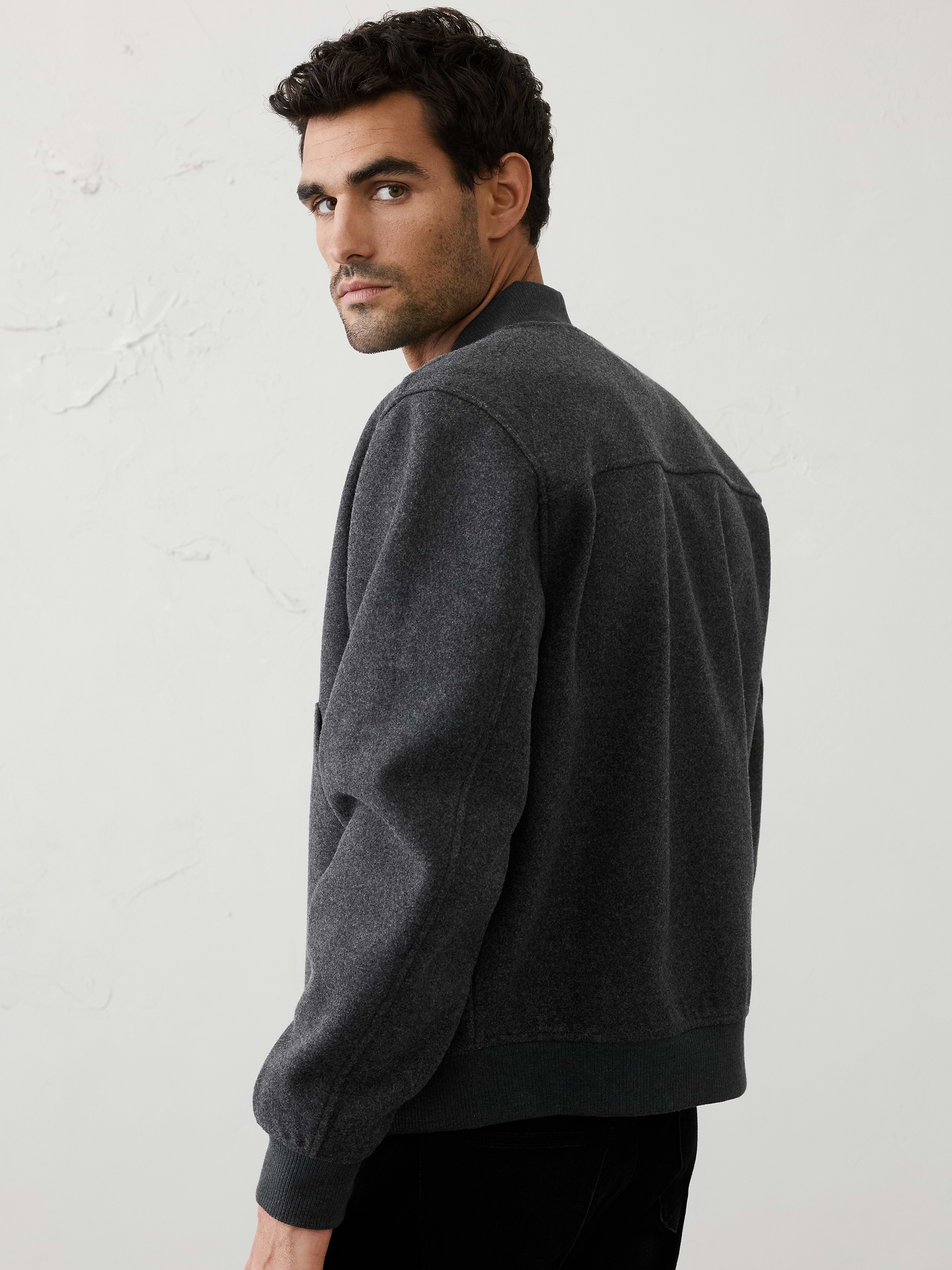Image number 2 showing, Knit Melton Bomber