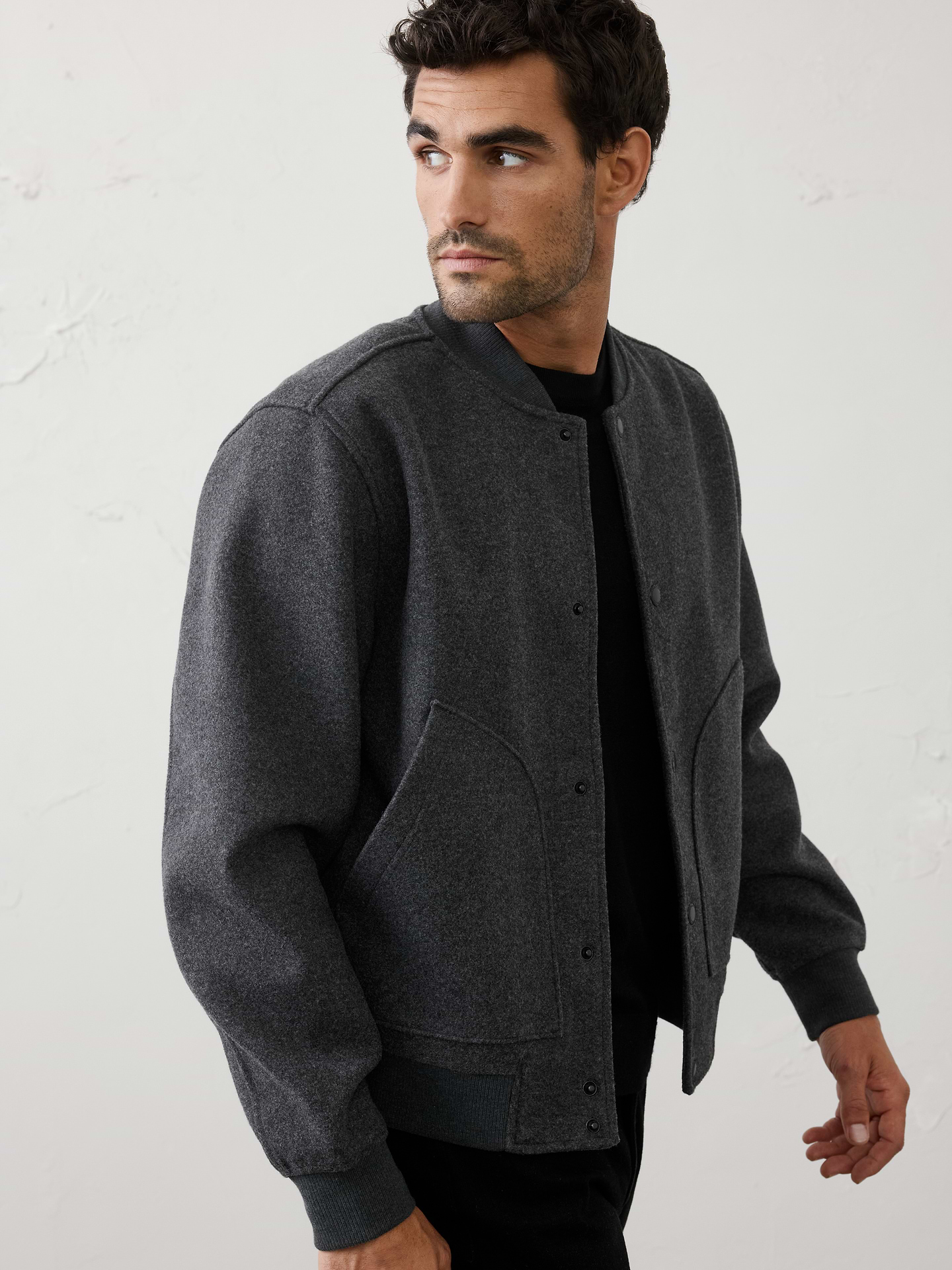 Image number 3 showing, Knit Melton Bomber