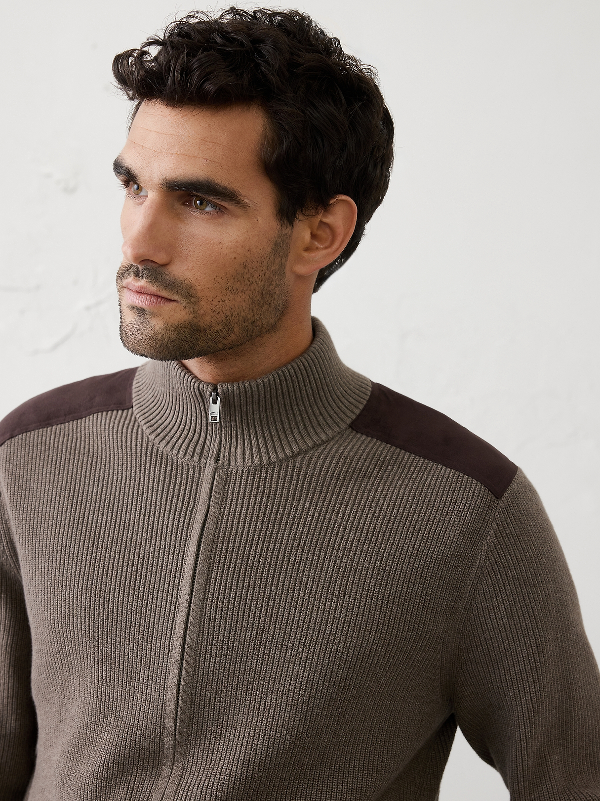Vegan Suede Patch Sweater Jacket | Banana Republic Factory