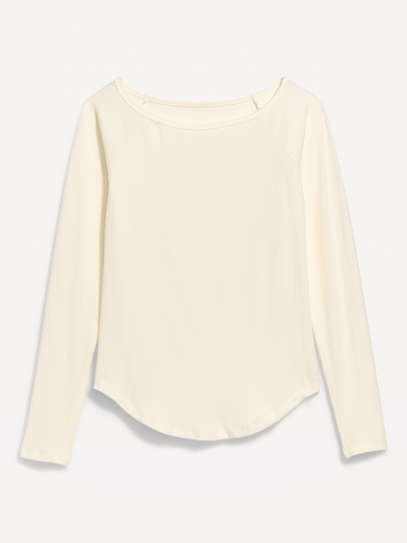 CloudLite Ribbed Long-Sleeve Boatneck Top