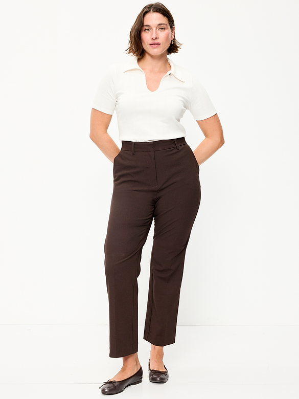 Extra High-Waisted Straight-Leg Twill Pants