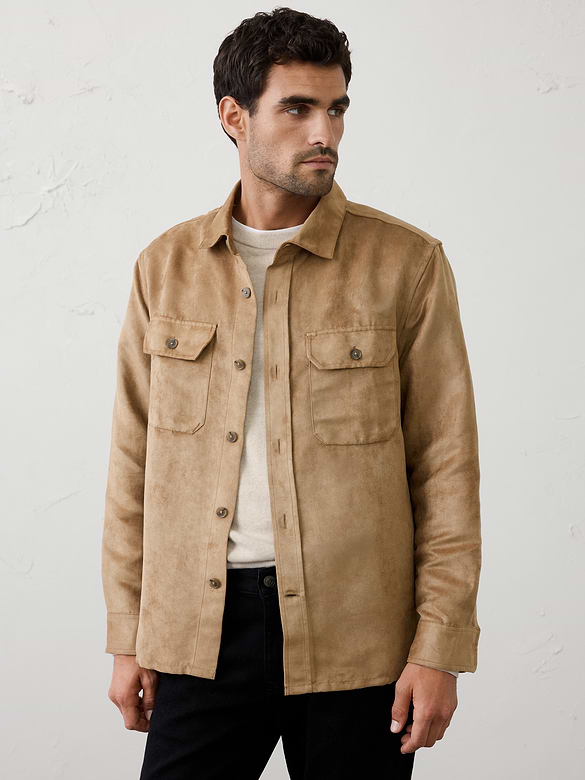 Relaxed-Fit Vegan Suede Overshirt