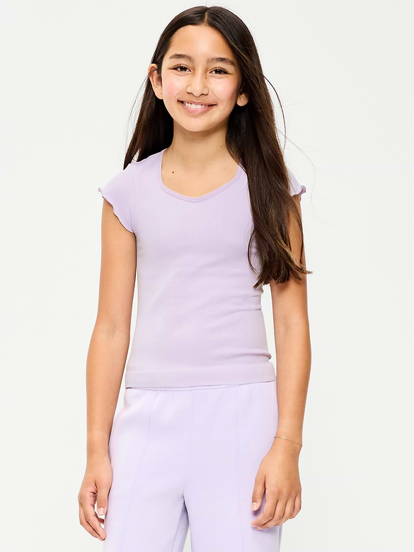 Fitted Seamless Ribbed  Performance Top for Girls