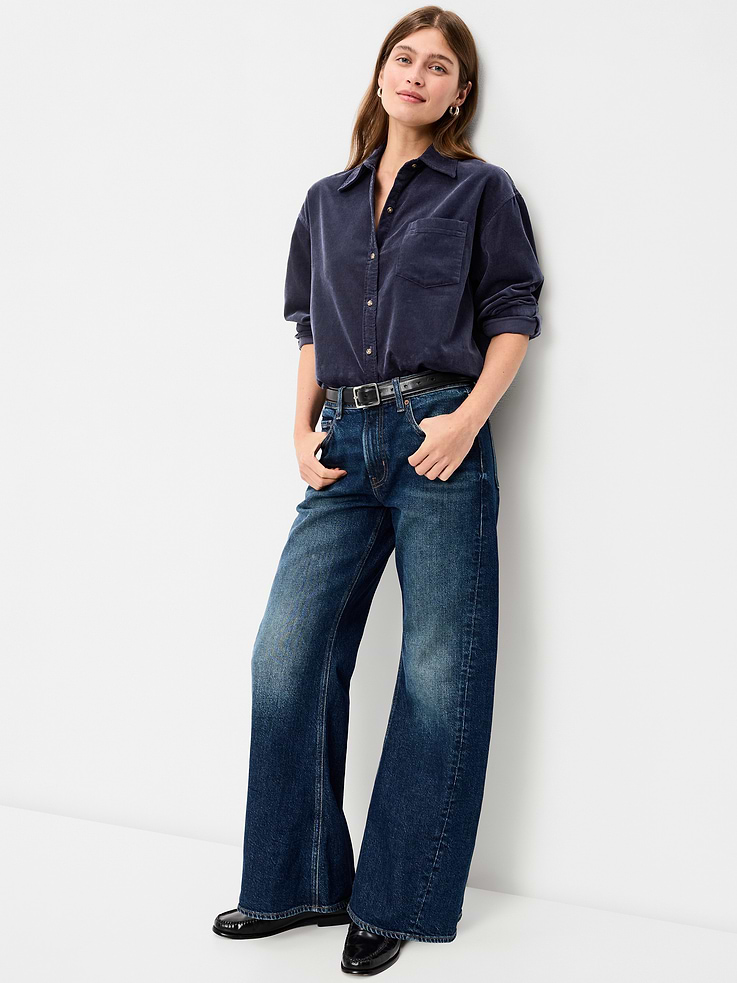 Image number 3 showing, Oversized Boyfriend Button-Down Corduroy Shirt