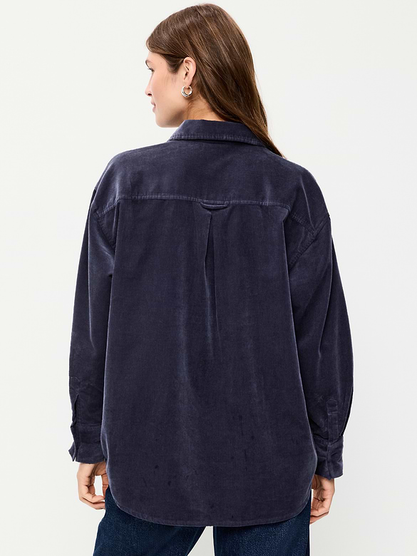 Oversized Boyfriend Button-Down Corduroy Shirt