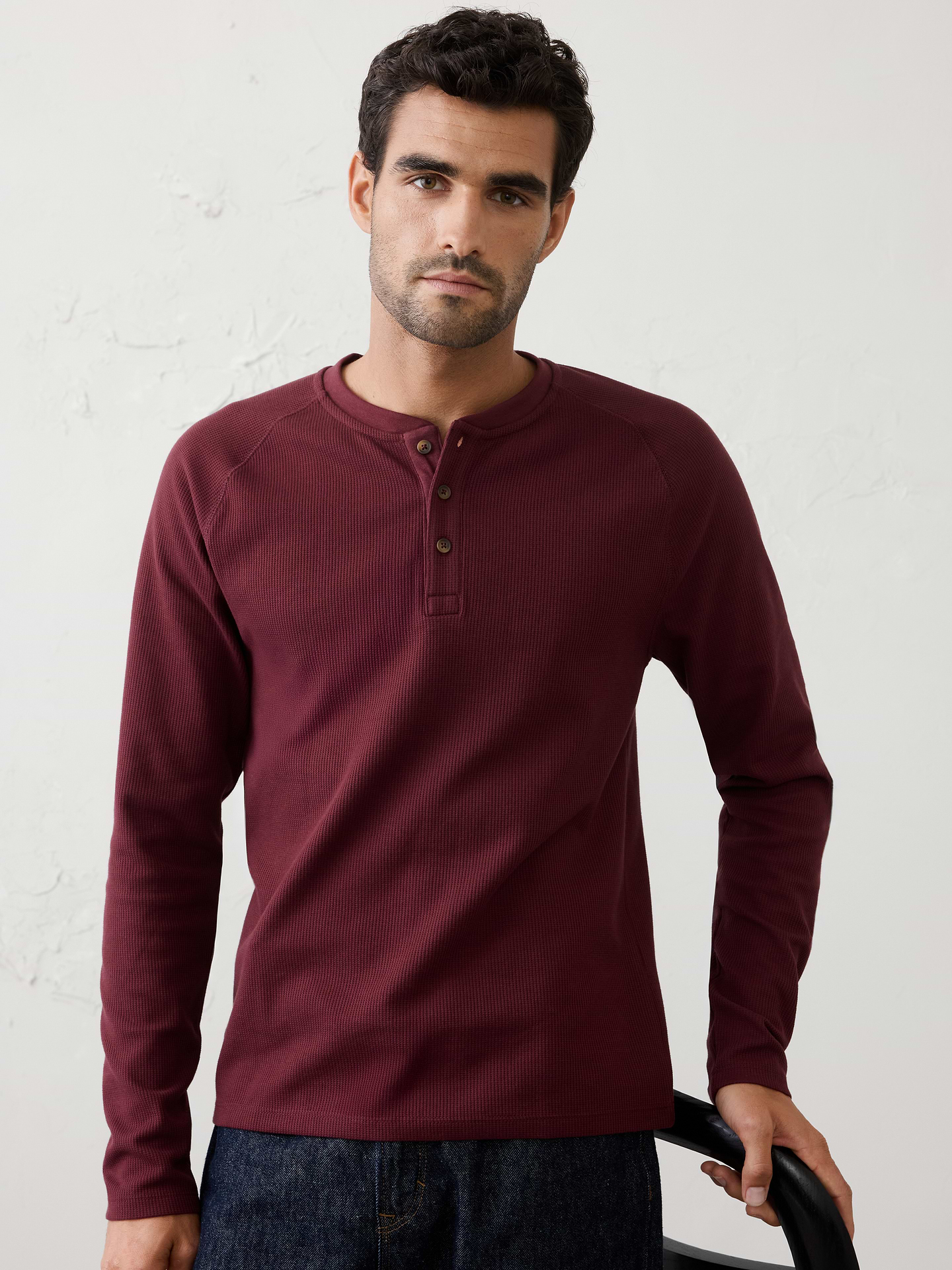Image number 1 showing, Waffle Henley