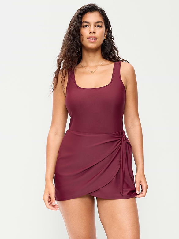 Matte Side-Tie Swim Dress