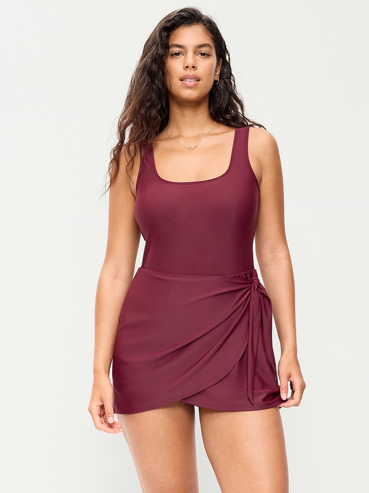 Image number 5 showing, Matte Side-Tie Swim Dress