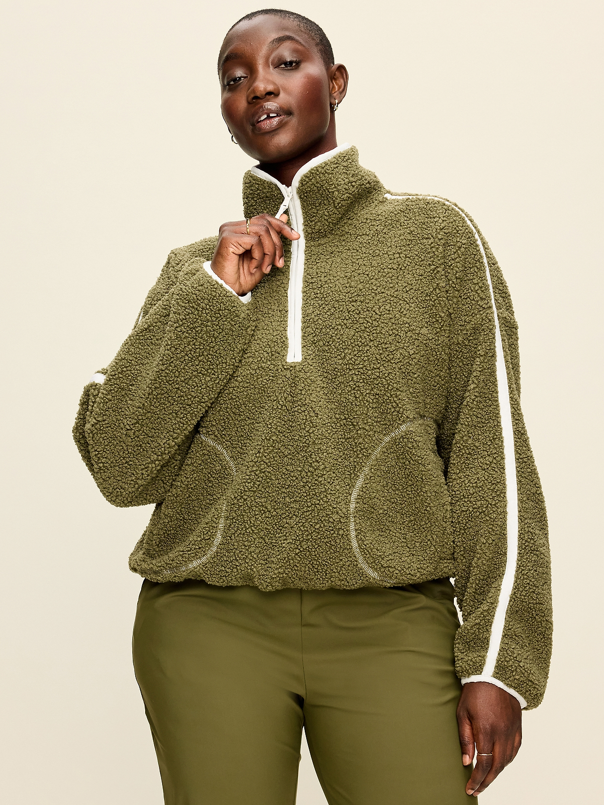 Loose Sherpa Quarter-Zip Pullover | Old Navy