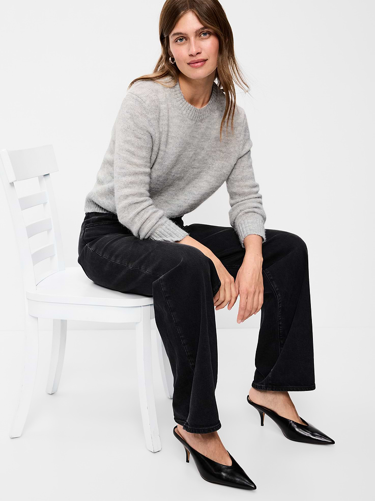 Image 3 of 5, Shrunken Cozy Crew-Neck Sweater
