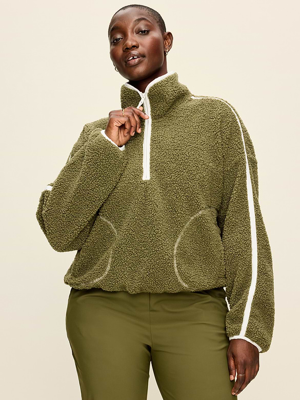 Loose Sherpa Quarter-Zip Pullover