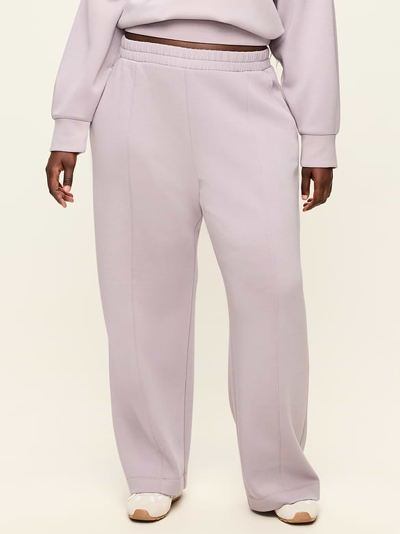 Pantalon jambe large à taille haute en molleton qui reprend sa forme