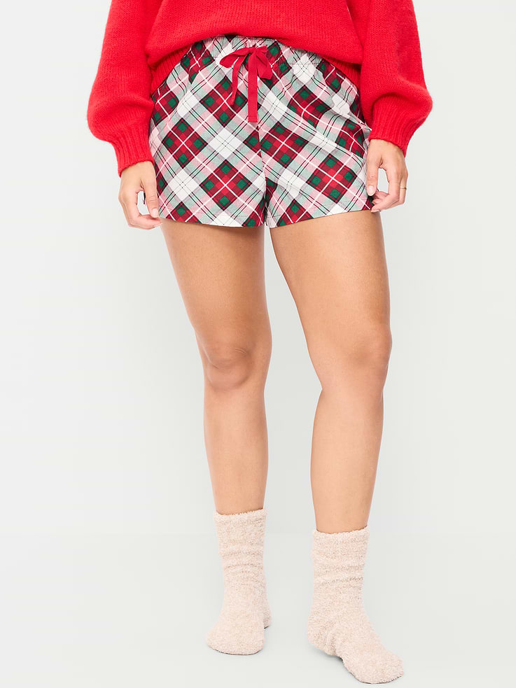 Image number 4 showing, Flannel Boxer Pajama Shorts for Women