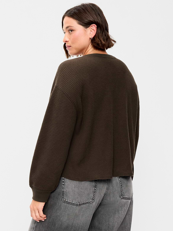 Long-Sleeve Crew-Neck Henley T-Shirt
