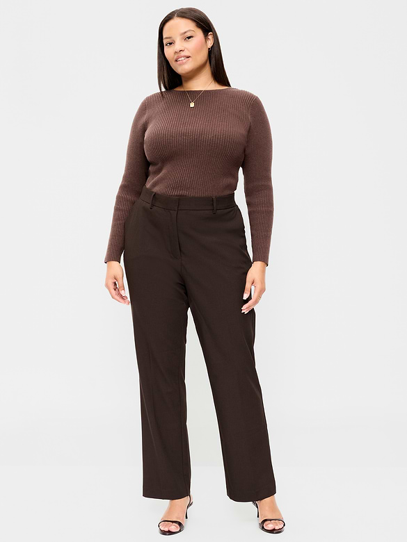 Extra High-Waisted Straight-Leg Twill Pants