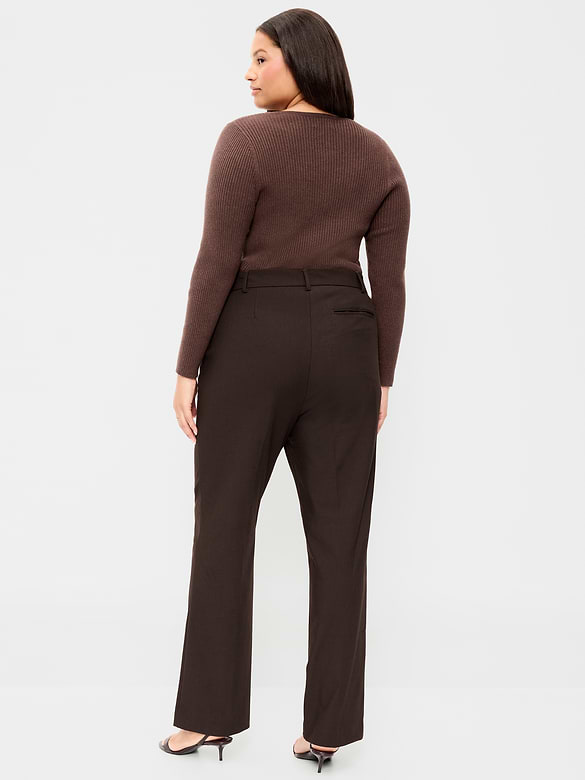 Extra High-Waisted Straight-Leg Twill Pants