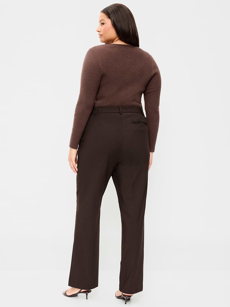 L'image numéro 9 présente Pantalon à jambe droite et à taille très haute en sergé